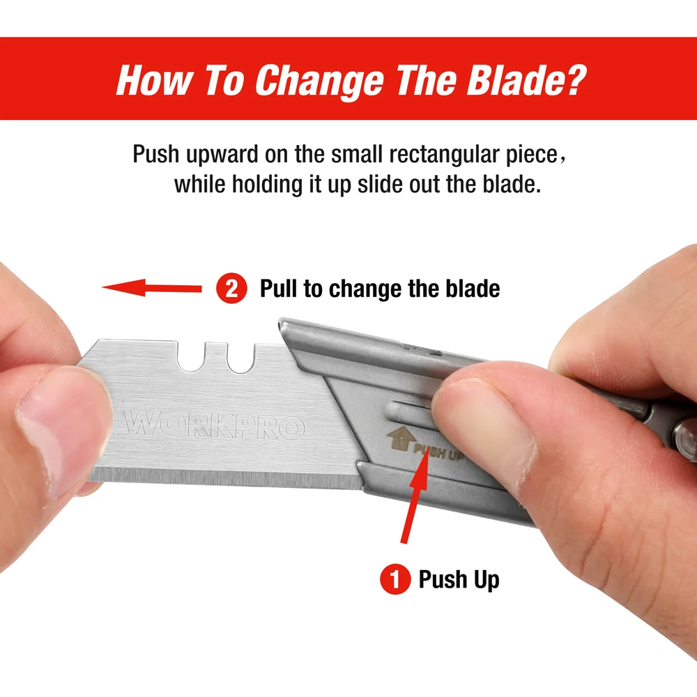 WORKPRO EDC Folding Utility Knife, Mini Box Cutter Quick Change Blade Razor Knife, Foldable Small Pocket Knife with Belt Clip 4