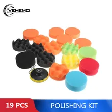 Vehemo 19 шт./компл. Авто 80 мм полировка буферная прокладка из Автомобильная полировальная губка влево/вправо комплект/полировка колеса/M10 адаптер для дрели, полировальная машинка для автомобилей с эксцентриковым