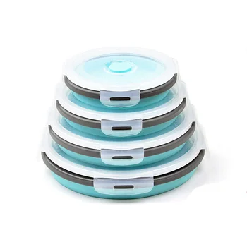 

Round Silicone Folding Fresh-keeping Box Office Worker Portable Lunch Box Microwave Tableware Student Bento Instant Noodle Bowl