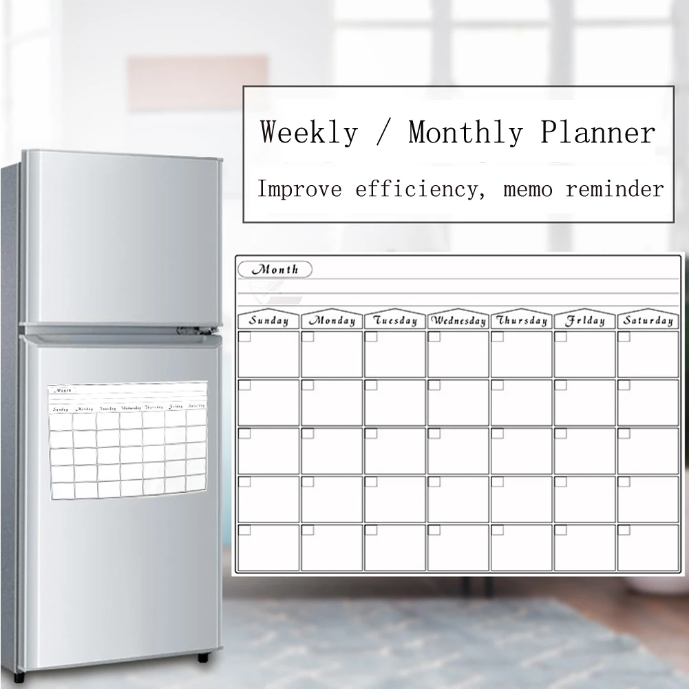Weekly Monthly Blackboard Planner Whiteboard Fridge Magnet Flexible Daily Message Drawing Refrigerator Board Study Room Decor
