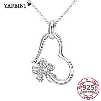 شراءYAFEINI 925 Sterling Silver Heart&Butterfly Pendant Necklace Silver Chains Women's Jewelry 925 Graduation Gift Mother's Day Gift