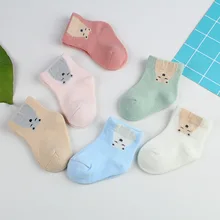 Весенне-летние хлопковые Дышащие носки для малышей Детские носки с героями мультфильмов для девочек и мальчиков, теплые носки для малышей для новорожденных от 0 до 12 месяцев
