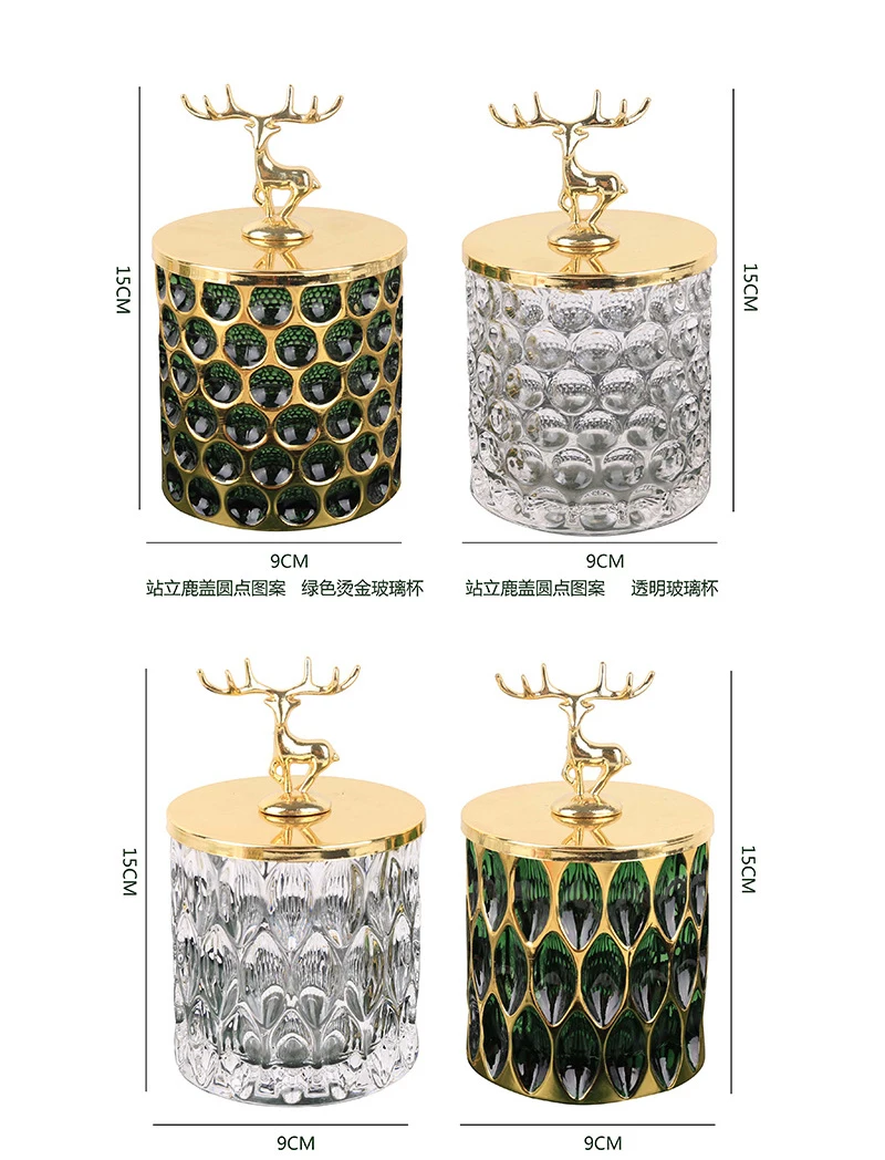 Nordic Glass Storage Jar With Lid Gold Diamond Spices Candy Jewelry Coffee Can Kitchen Organizer 1 – Pcs