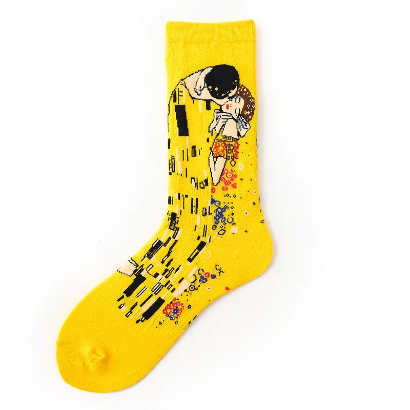 Хлопковые носки для мужчин, звездная ночь, зима, Ретро стиль, для женщин, индивидуальные художественные носки Ван Гога, носки с масляной росписью, забавные счастливые носки, мужские носки - Цвет: 10