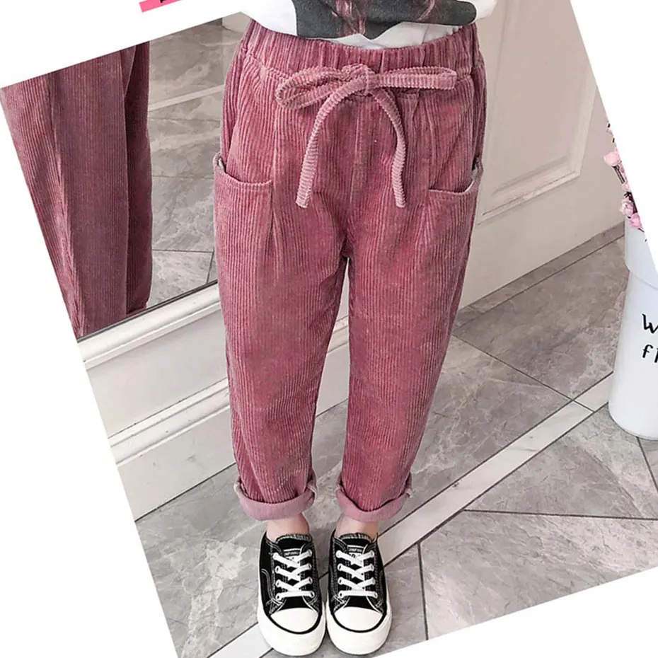 

Pants For Girl Fashion Corduroy Children's Trousers For Girls Casual Cargo Pants For Children Winter Warm Kids Clothes For Girls