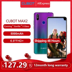 Cubot Max 2 смартфон Восьмиядерный 6,8 дюймБольшой Экран 5000 мА/ч, Тип-C 4 Гб + 64 ГБ Android 9,0 двойной Камера 12MP 4 аппарат не привязан к оператору сотовой связ...