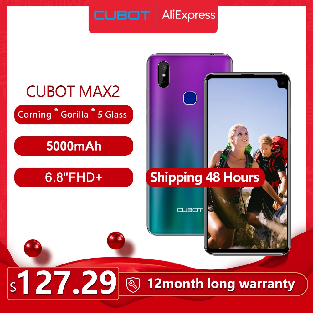 Cubot Max 2 смартфон Восьмиядерный 6 8 &quotБольшой Экран 5000 мА/ч Тип C 4 Гб + 64 ГБ Android 9 0