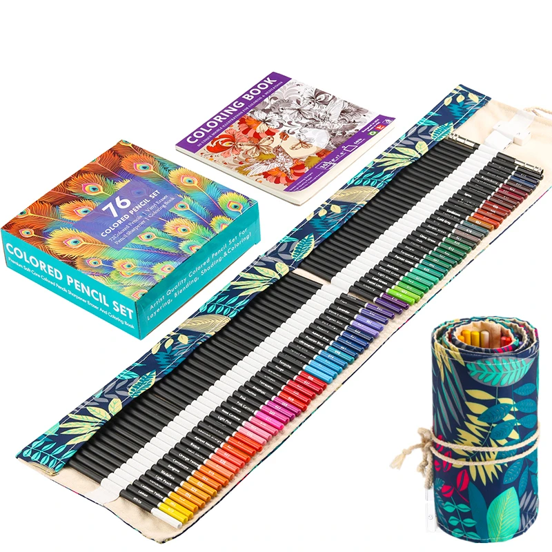 72Pcs Color Pencil Premium Artist Colored Pencil Set Handmade Canvas Pencil Wrap Extra Accessories Included Holiday gift Pencils 6pcs water color painting brushes oil painting brushes lightweight drawing brushes artist accessories