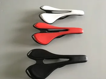 

full carbon road bike saddle carbon fiber leather cover toupe mtb bicycle saddle hollow out seat post in carbon white color