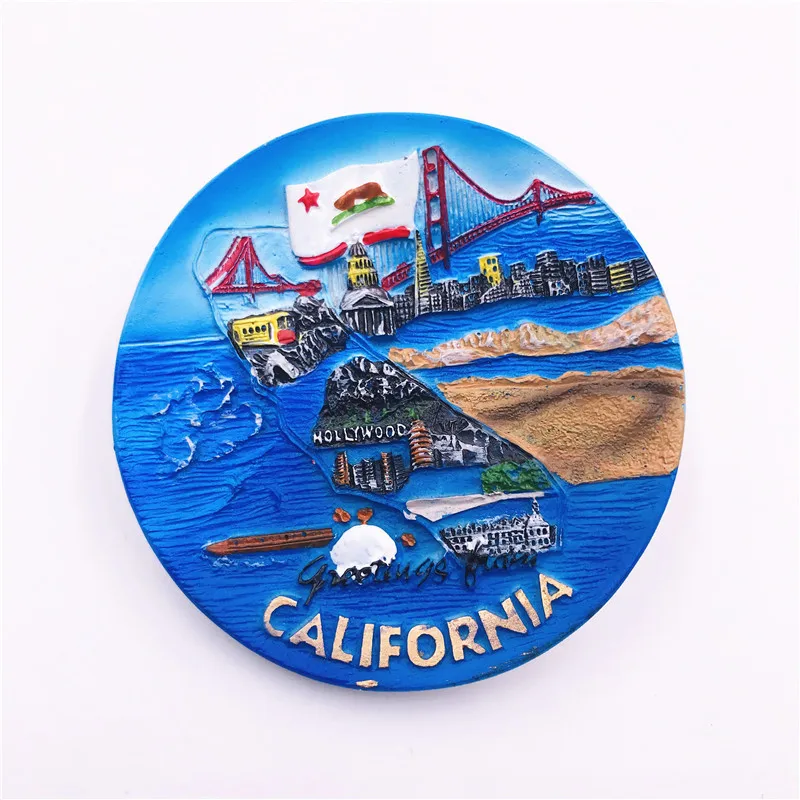 World Tourist Fridge Magnet Souvenir Los Angeles California USA Ireland Romania Croatia Monaco Finland Luxembourg Fridge Sticker
