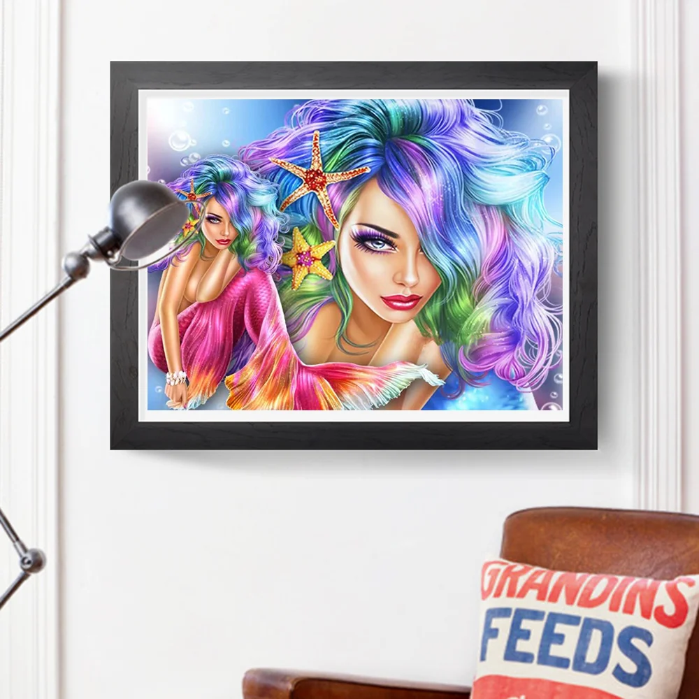 Completed & Framed Diamond Painting Rainbow Girl 