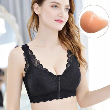 

ilicone Breast Bra Purple Mastectomy Bra with Pocket and Artificial Spiral Fake Breast Form Prosthesis for women Cancer D30