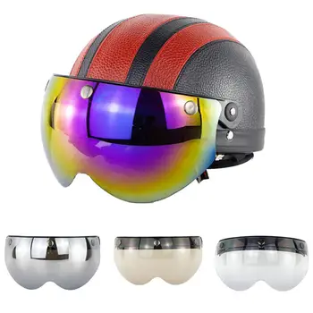 

Universal Motorcycle Windproof Flip up Lens Bubble Visor Face Shield Mask Helmet Sun Wind Shield 3-Snaps Front Visor HD Lens