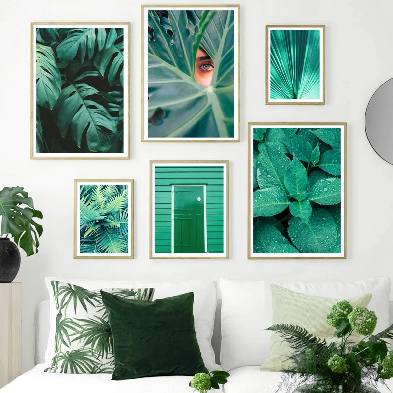 

Green Leaves Monstera Wall Art Canvas Painting Nordic Posters And Prints Wall Pictures For Living Room Scandinavian Home Decor