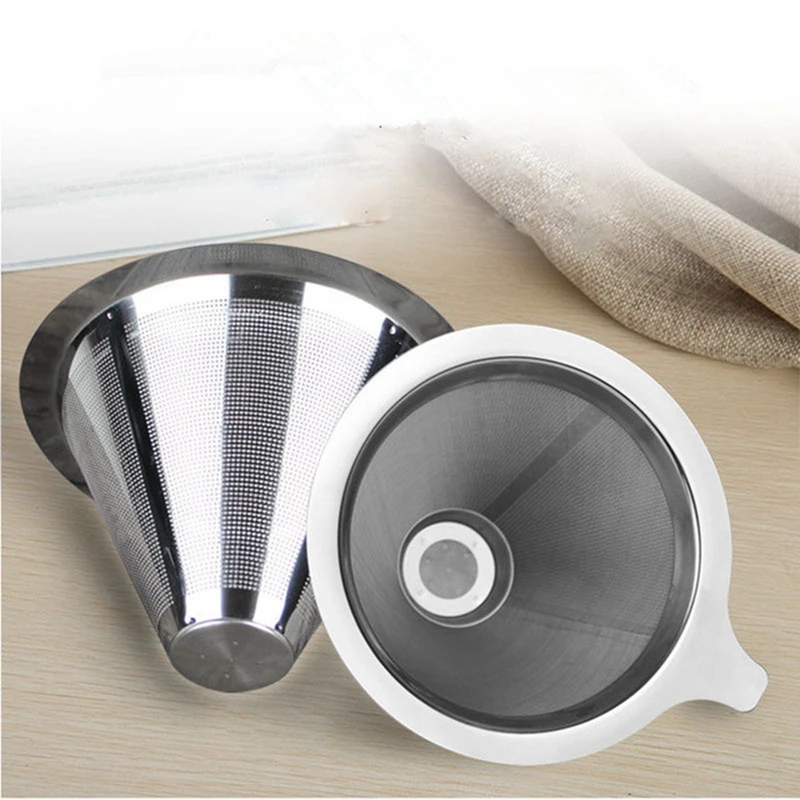 

Stainless Steel Reusable Mesh Coffee Filter Paperless Pour Over Cone Dripper TJM9169
