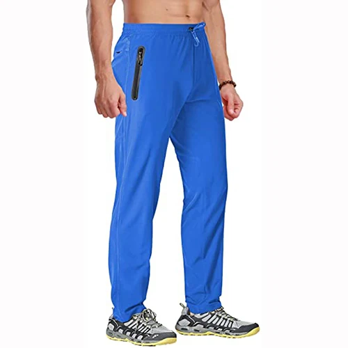 TACVASEN Men's Quick Dry Hiking Pants Running Jogger Drawstring Sweatpants Zipper Pockets 