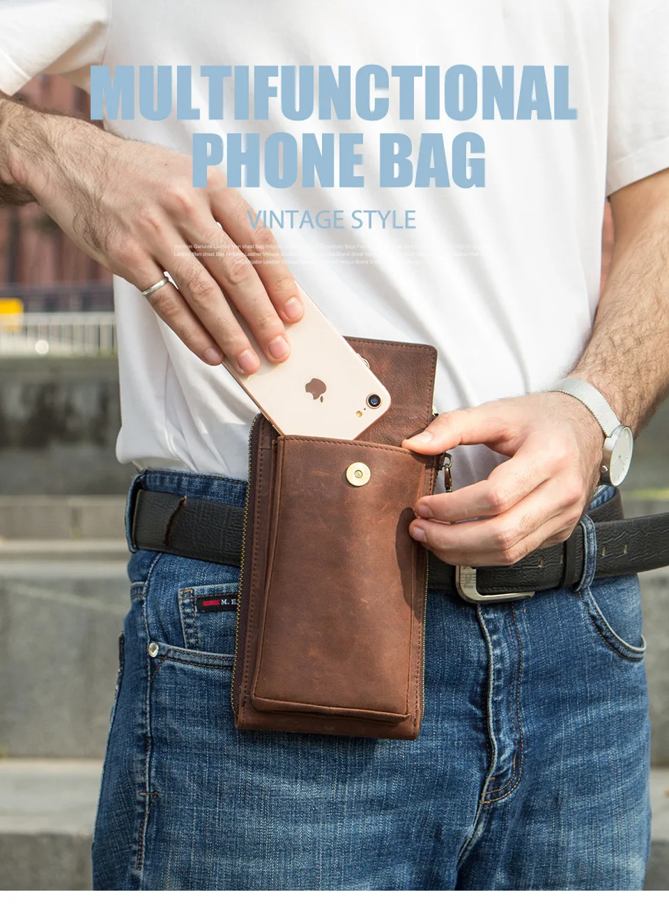 Сумка для мобильного телефона, сумка через плечо, кожаная сумка, Мужская эксклюзивная последняя многофункциональная модная классическая сумка в стиле ретро