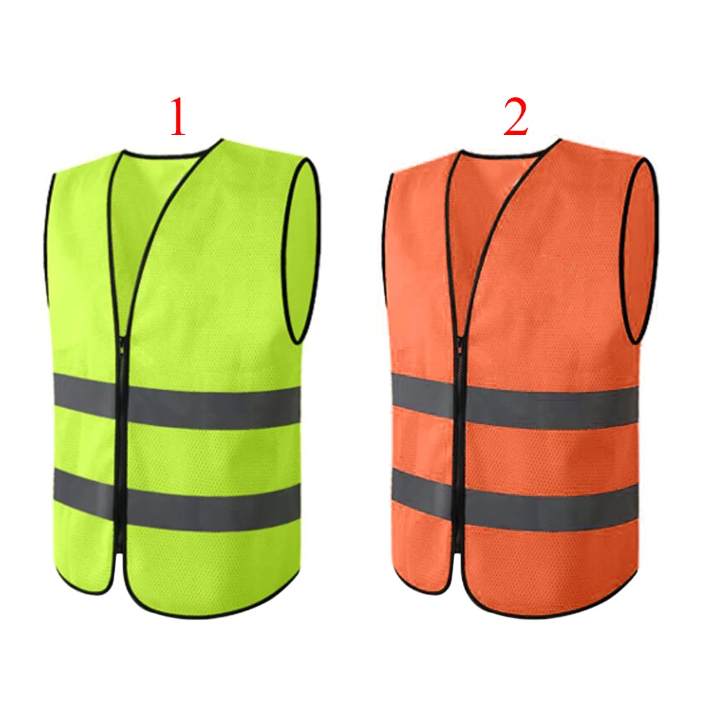 High Visibility Zipper Front Safety Vest With Reflective Strips 2 Colors Optional