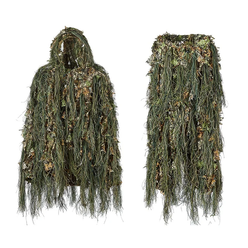 Камуфляжный костюм Ghillie для охоты в лесу 3D Bionic Leaf Маскировочная форма Cs набор