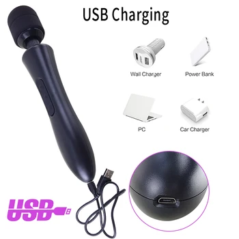 20 Modes Powerful Magic Wand Vibrator for Women Body Massager G Spot Clitoris Stimulator USB Charging Adult Sex Toys for Woman 3