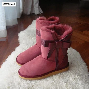 

The latest European style in 2019, women's snow boots, real sheepskin, 100% pure wool, high quality women's shoes, four colors