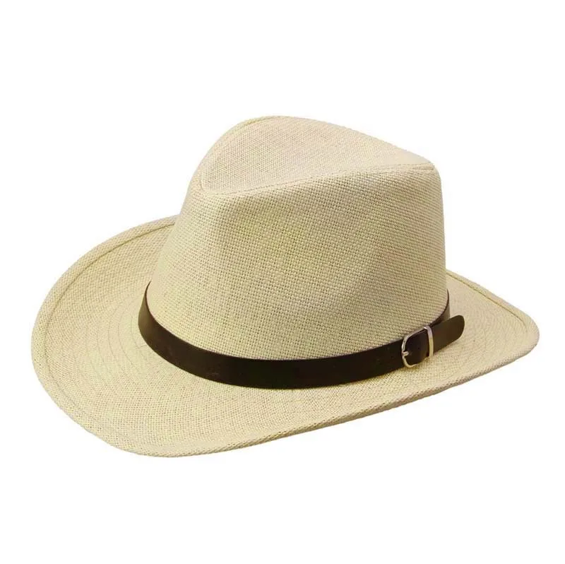 F simple Summer Beach Hat Female Casual Panama Hat Lady Men Straw Hats Cowboy cap - Цвет: F