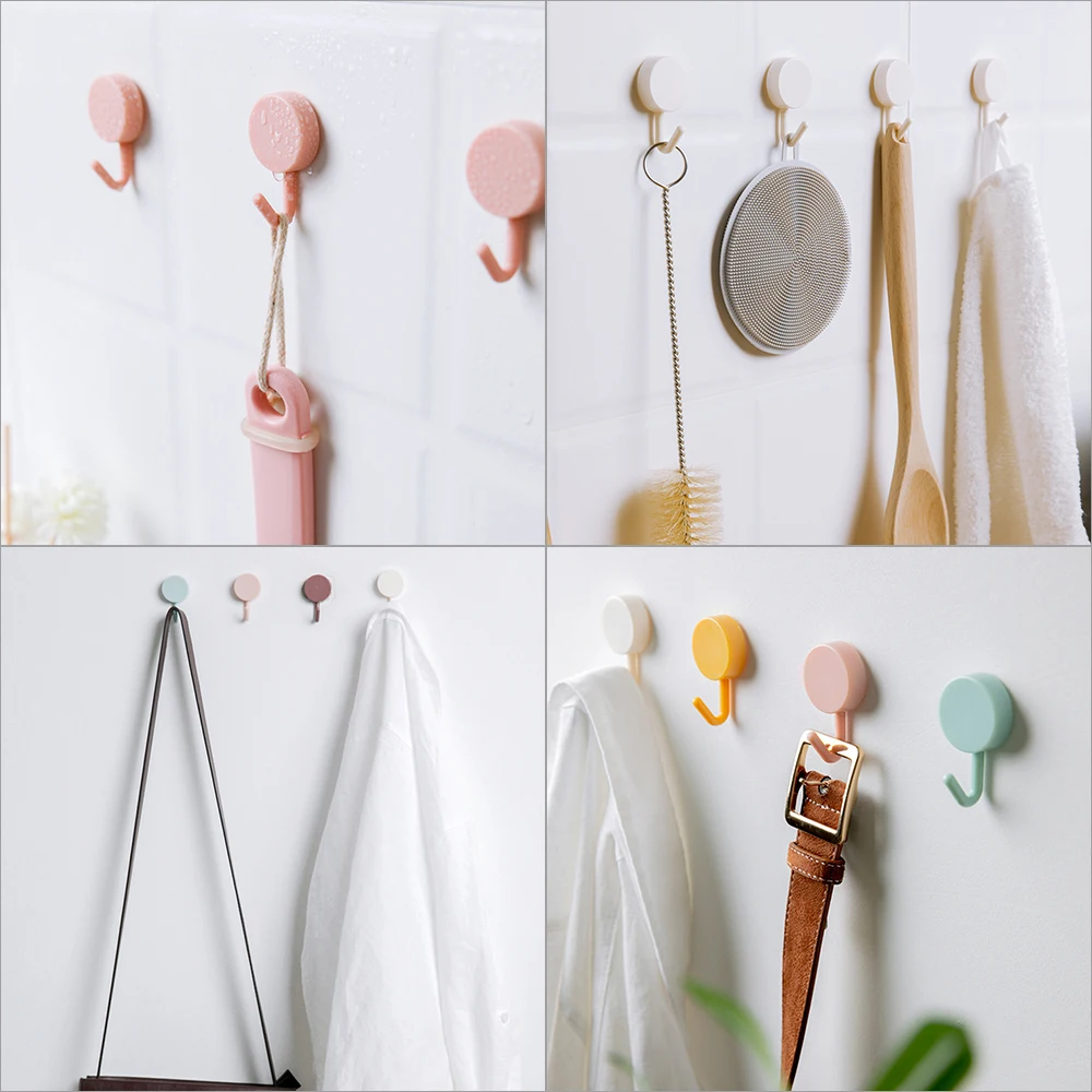 

10 Pcs Solid Color Free Punching Door Without Trace Nail Small Hook Clothes Hook Mounted Wall Hook Wall Hooks Decorative