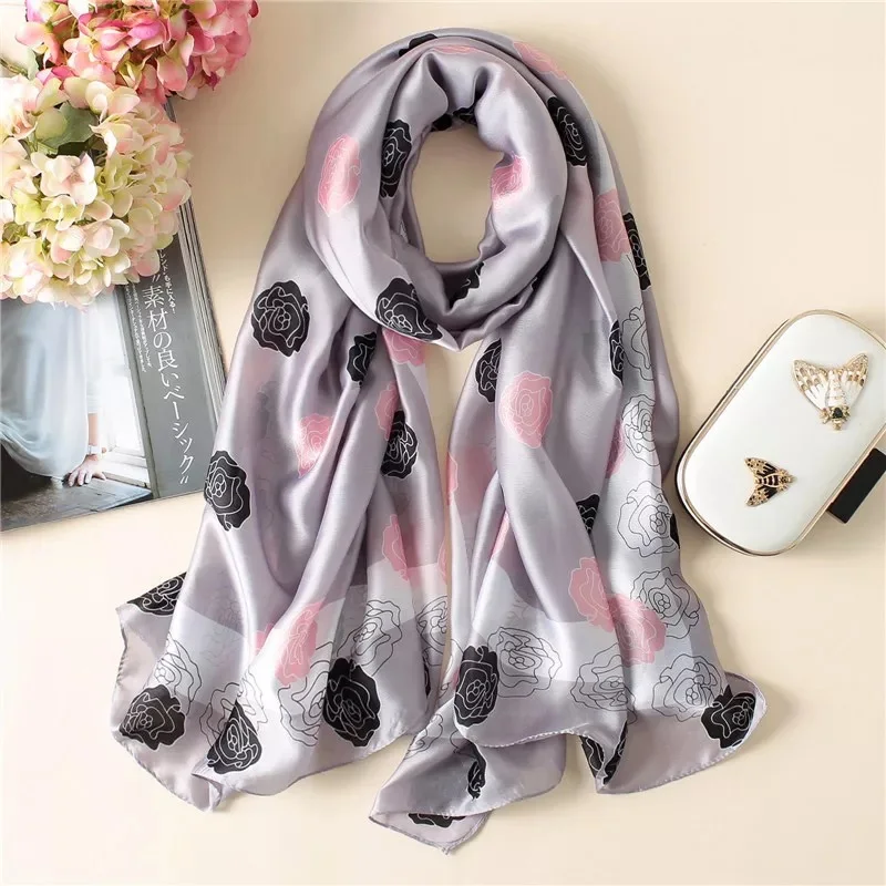 fashion spring summer women scarf silk scarves classic female shawl Foulard ladies Beach cover-ups wrap bandanna muffler pareo - Цвет: 13