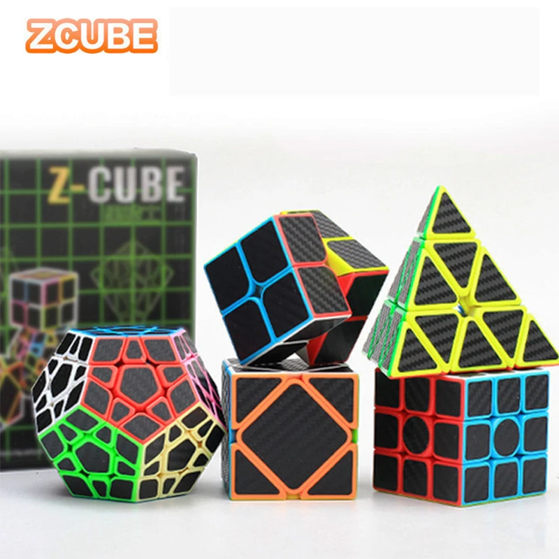 5 шт./компл. z-куб углеродного волокна Скорость куб Комплект пирамиды Додекаэдр 3x3 косой квадратный-1 2x2 магический куб головоломка, волшебный куб, игрушки