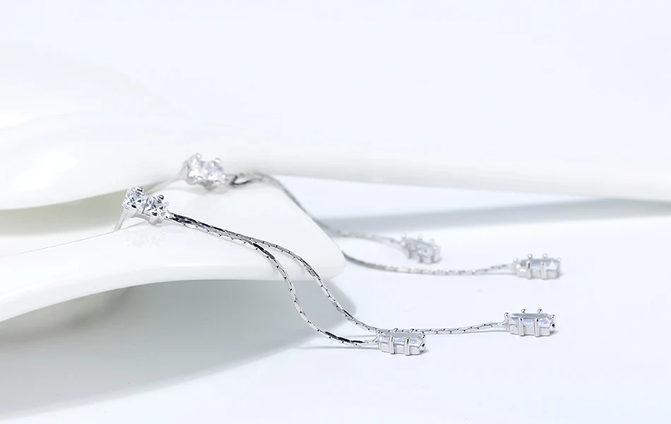 Effie queen, элегантные серьги-капли, настоящее 925 пробы, серебряные женские серьги, АААА кубические серьги из циркона, украшения, свадебный подарок BE199