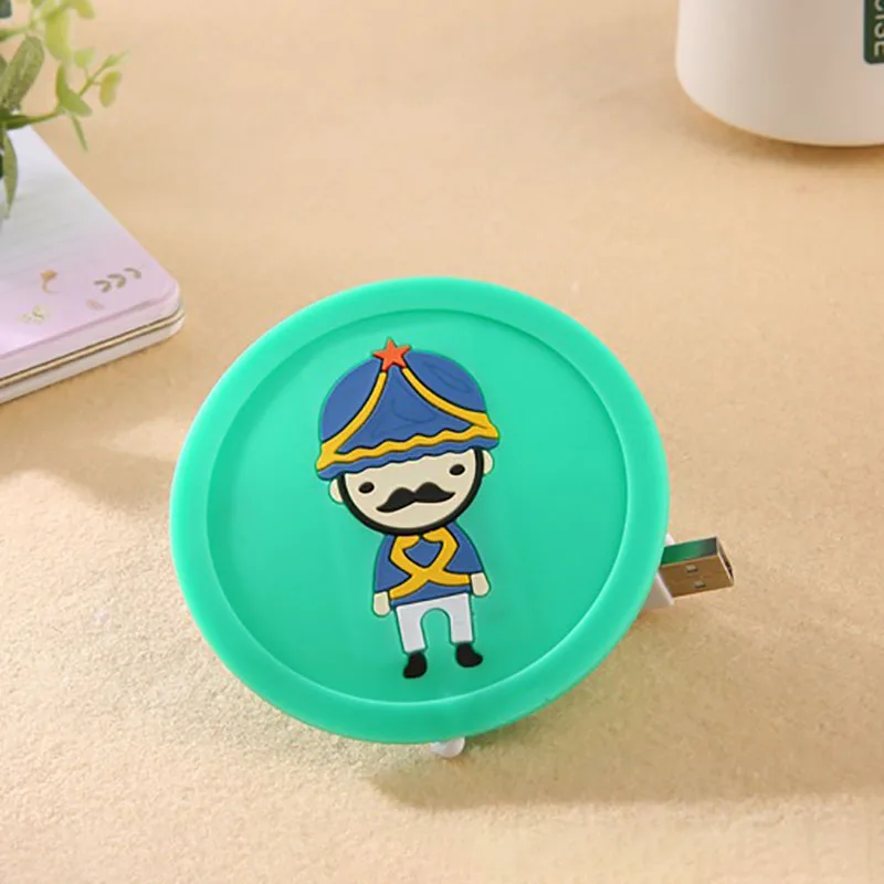Green Soldier USB теплее гаджет мультфильм Силиконовые тонкие чашки-Pad кофе чай напиток USB гаджеты нагревательный лоток кружка Pad - Цвет: Green Soldier