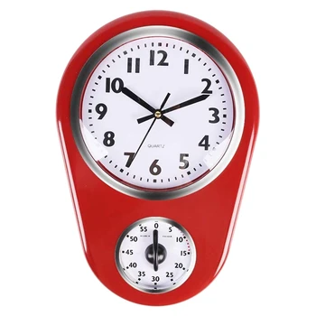 

Home Retro Vintage Old Stylish 8.5 Inch Kitchen Time Wall Clock with 60 Minutes Timer Easy to Read