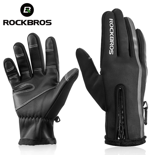 US $6.90 ROCKBROS Touch Screen Bike Gloves Winter Thermal Windproof Warm Full Finger Cycling Glove Antislip