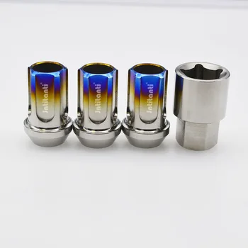 

Burnt blue high performance Gr5 titanium anti-theft lug nut with open end M12*1.5*35