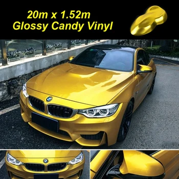 

20m Gold TGM Glossy Candy Vinyl Film Warpping Motorcycle Car Stickers Waterproof Automobiles Bubble Air Free