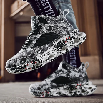 

Fashion Casual Men Shoes Mesh Breathable Graffiti Shoes Men Non-slip Jogging Sneakers Comfortable Lightweight Shoes New Big Size