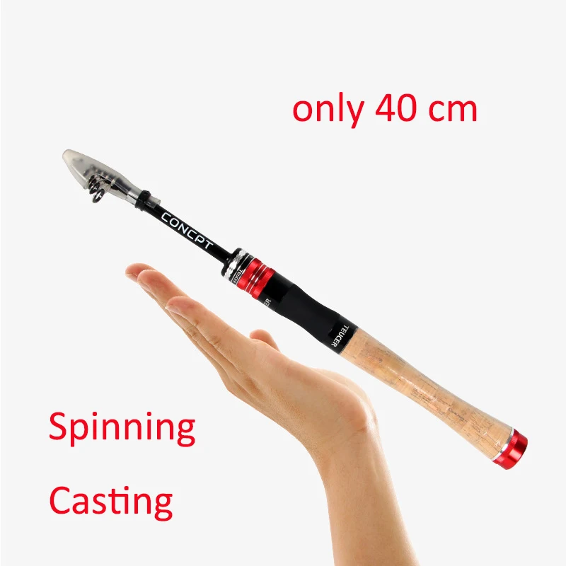 Carbon Fiber telescopic Fishing Rod Super Short Pocket Portable Spinning pole 