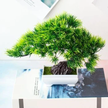 

Fake Artificial Pot Plant Bonsai Potted Simulation Pine Tree Home/Office Decor Full Pot Height: 24cm With Pot