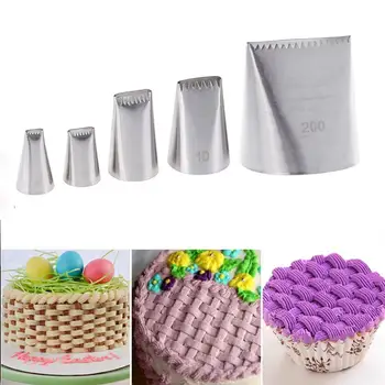 

5Pcs/set Stainless Steel Cake Icing Piping Nozzle Basket Weave Pastry Tips Cake Cream Cupcake for Sugar Craft Decorating Tools