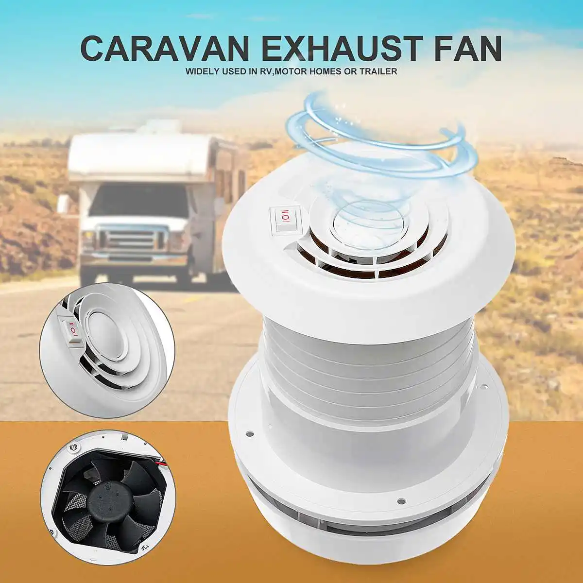 

1Pcs 12V RV Energy-saving Motorhome Roof Vent Ventilation Cooling Exhaust Fan Noiseless For Travel Motor Homes Trailer