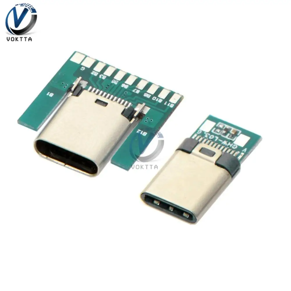 USB 3.1 Type C Connector 24 Pins Male Female Socket Connector Plug for Solder Wire & Cable 24P PCB Board Module afbeelding