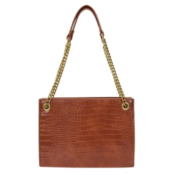 

Shoulder Bag Women Fashion Ladies Handbag Chain Youth Square Bag Crocodile Pattern Brown All-match Bag Daily Large Capacity