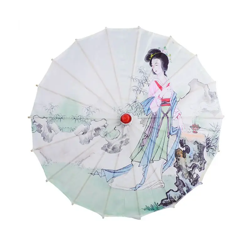BESPORTBLE Chinese Oil Paint Umbrella Traditional Wooden Handle Umbrella Decorative Hand-painted Umbrella Handmade Umbrella Parasol for Bar Dorm Home Tearoom Red-crowned Crane Patterns