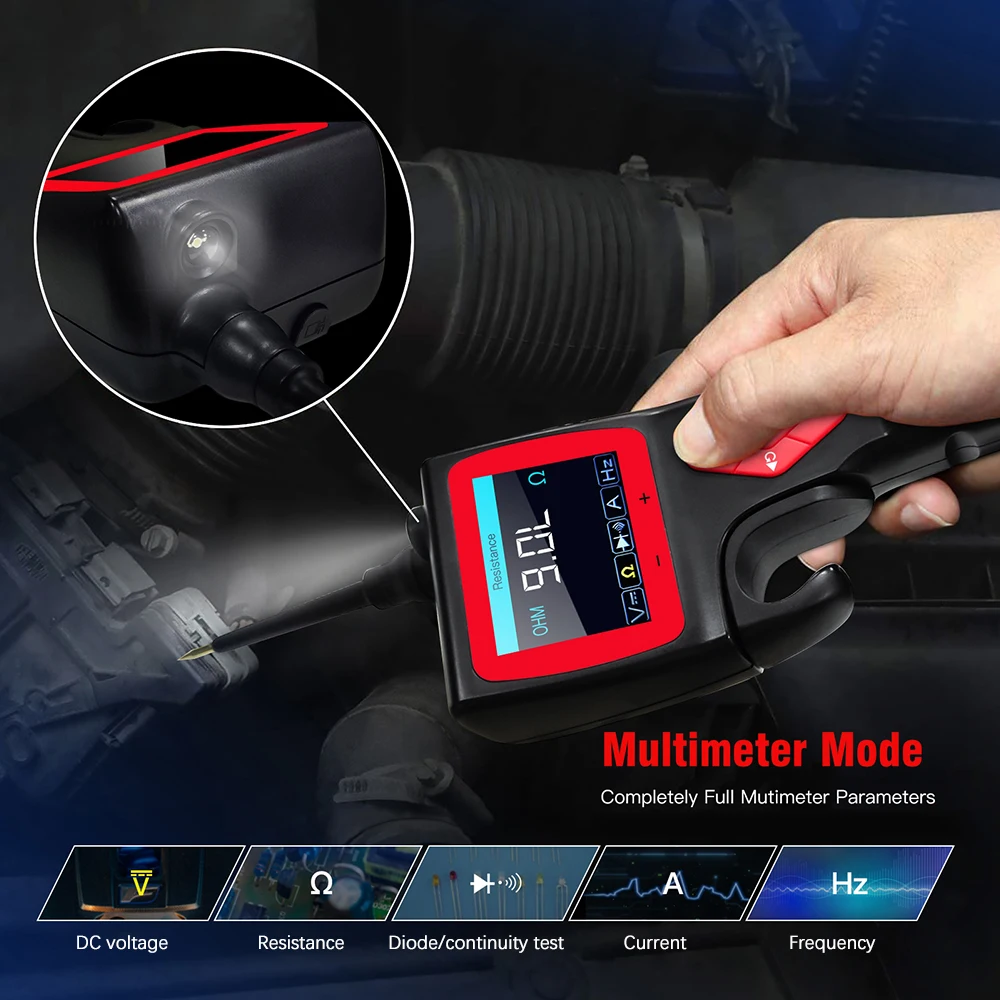 TopDiag Jdiag P200 12V 24V SMART HOOK Power Probe Car Circuit Analyzer Tester Digital Test Electrical System Detector Multimeter Circuit Tester Circuit Detector Automotive Circuit Tool