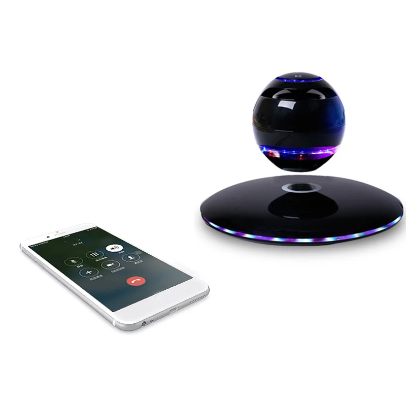 Новая магнитная левитация 3D Bluetooth динамик вращающийся с красочным Светодиодный поддержка для IOS Android телефон Hands-Free Звонки черный ЕС