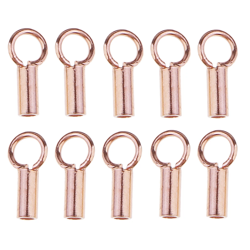 10 Pieces/set 925 Sterling silver color Tube Crimp Beads Stopper Cord End Bead DIY necklace bracelet Jewelry Making Findings
