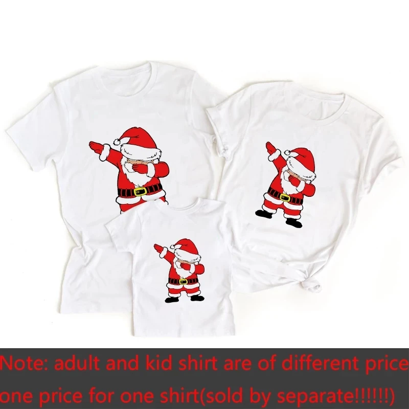 thumbnail image 1 of Camiseta blanca con estampado de Papá Noel y baile punk, ropa navideña divertida a juego para toda la familia, camisetas de Año Nuevo con aspecto familiar, 1 of 5
