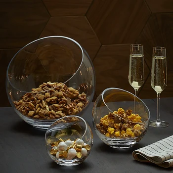 

Creative Bevel Connection Salad Cake Bowl Household Glass Fruit Nuts Candy Plate Buffet Soup Seasoning Cookware