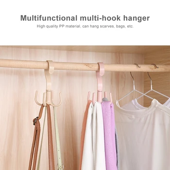 

1pc 4 Colors Kitchen Bedroom Multifunctional Wardrobe Bag Tie Hooks Heavy Load Storrage Rack Rotating Four-claw Orgainzer Hanger