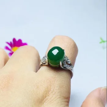 

Real Certified Natural Hetian Jasper 925 Sterling Silver Green Jade Rings Adjustable High Quality Best Gifts For Women